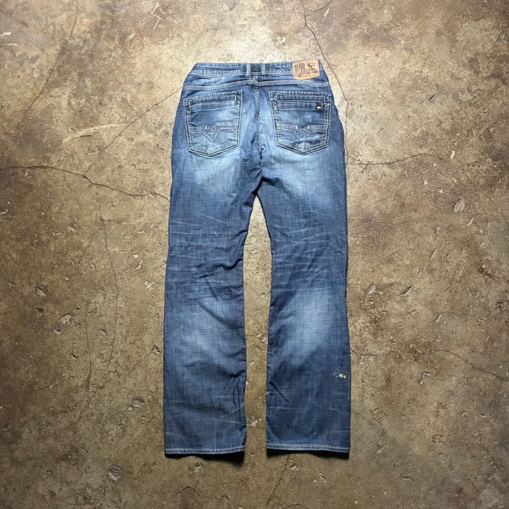 Buckle Brady-X bootcut straight Leg Distressed Jeans Mens 33x34 Blue Medium Wash